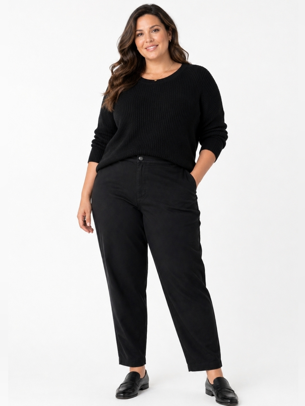 Eileen Fisher Organic Cotton Tapered Pants Black Pull-On Utility Women’s 16